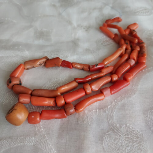 old coral deep orange branch beads beads