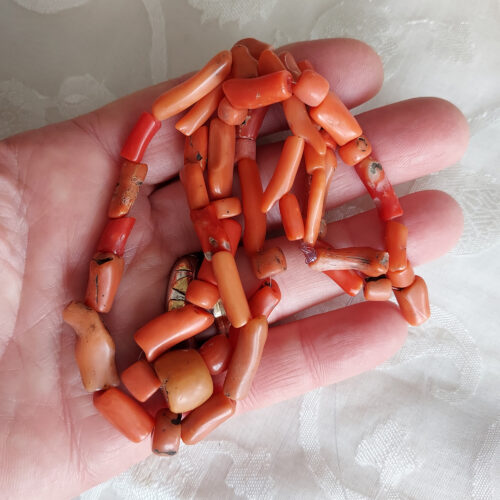 old coral deep orange branch beads beads