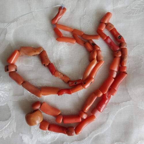old coral deep orange branch beads beads