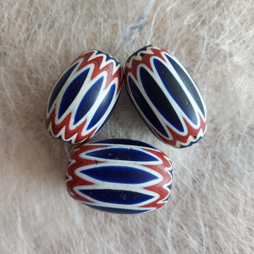 Three Venetian six layer chevron beads
