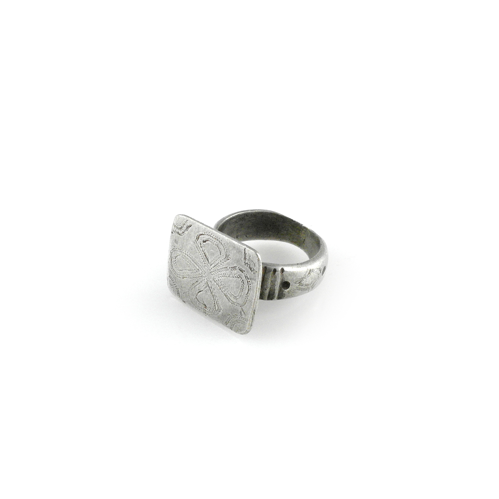 Tuareg Silver Tabloid Ring Size 7 1/2, Mali