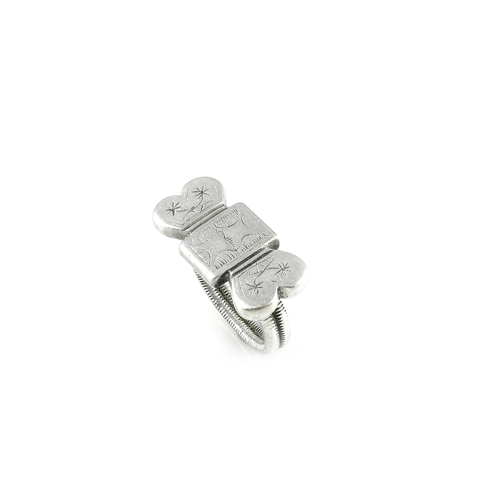 Fulani Silver Ring with Heart Motifs Size 8 1/2, Mali - Image 4
