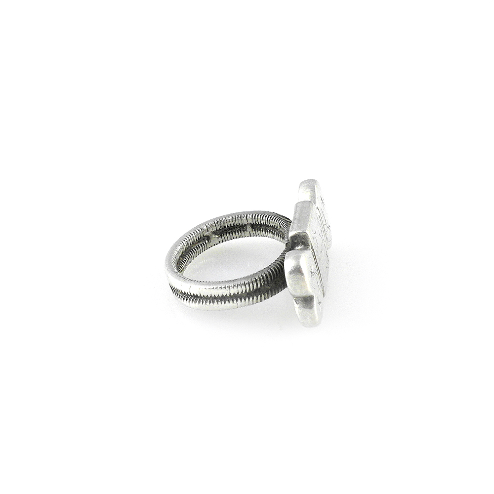 Fulani Silver Ring with Heart Motifs Size 8 1/2, Mali - Image 5