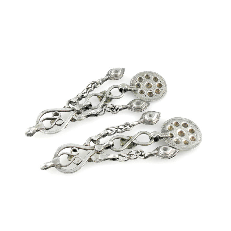 Afghan silver tribal pendants with dangles.