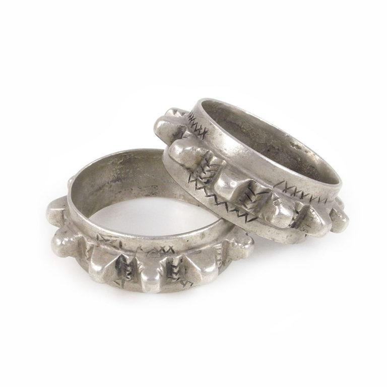 Pair Berber Spike Silver Alloy Bracelets Draa Valley, Morocco