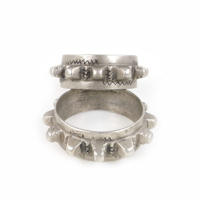 Pair Berber Spike Silver Alloy Bracelets Draa Valley, Morocco - Image 2
