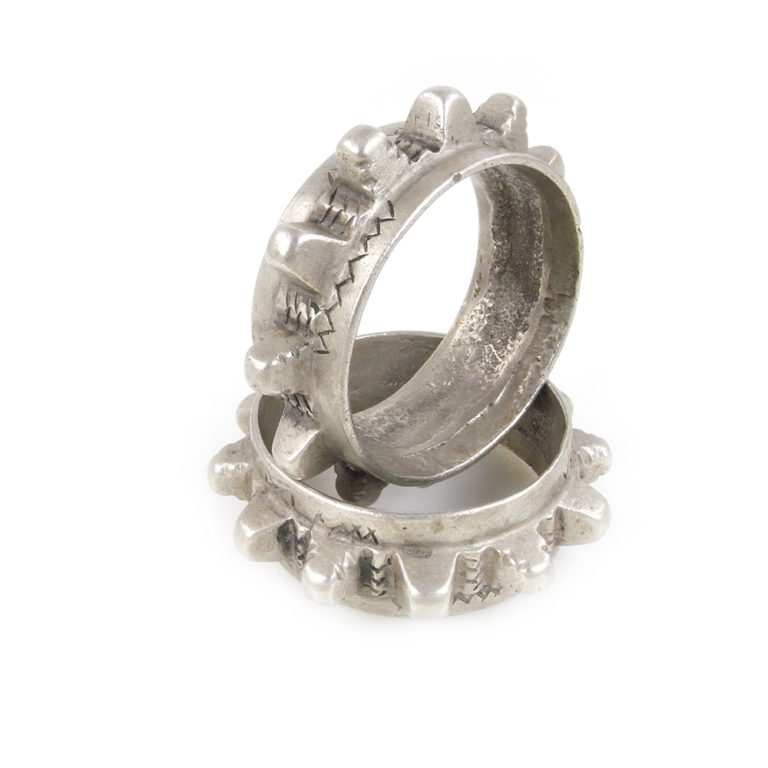 Pair Berber Spike Silver Alloy Bracelets Draa Valley, Morocco - Image 4