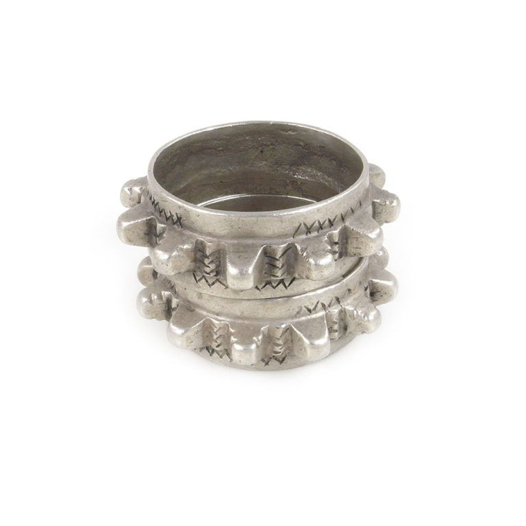 Pair Berber Spike Silver Alloy Bracelets Draa Valley, Morocco - Image 3