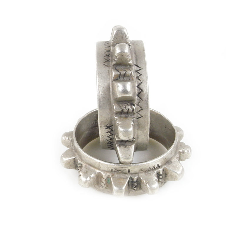 Pair Berber Spike Silver Alloy Bracelets Draa Valley, Morocco - Image 5