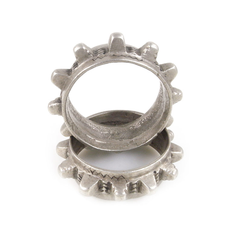 Pair Berber Spike Silver Alloy Bracelets Draa Valley, Morocco - Image 6