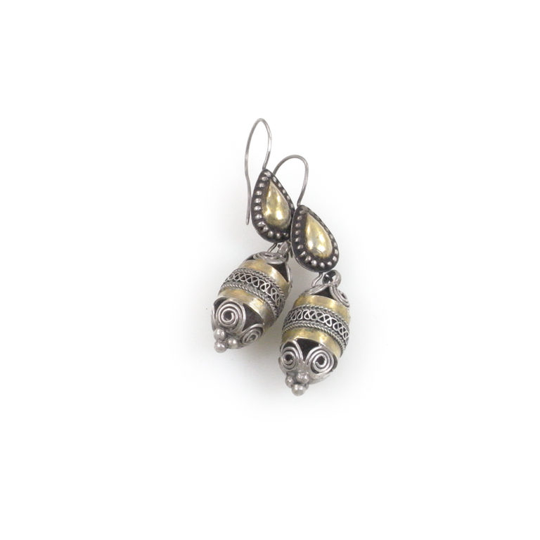 Turkoman Silver and Vermeil Earrings, Central Asia - Image 2