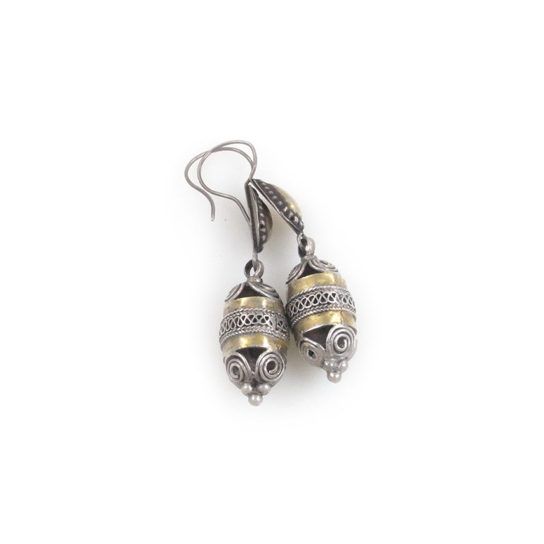 Turkoman Silver and Vermeil Earrings, Central Asia - Image 4