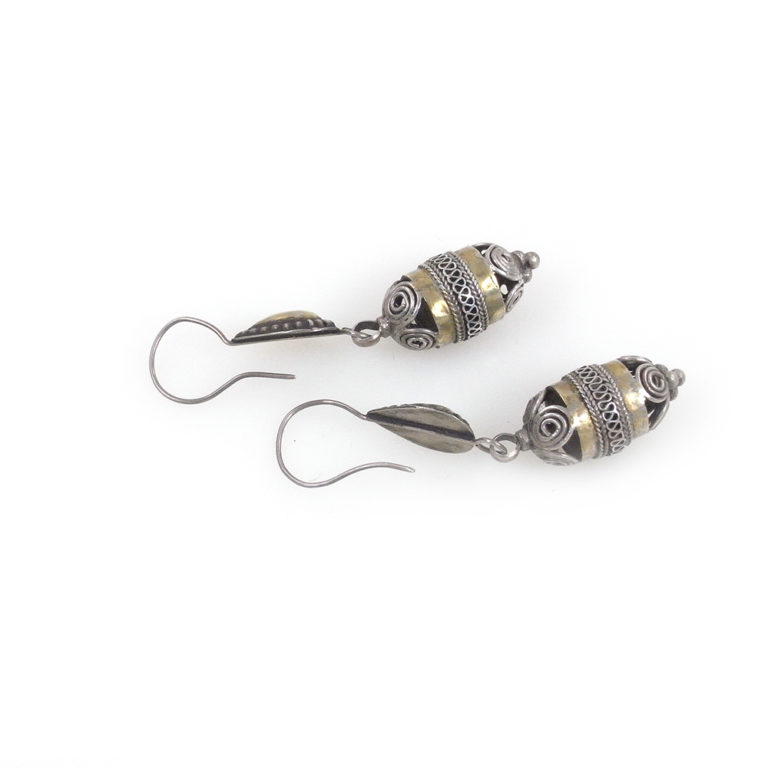 Turkoman Silver and Vermeil Earrings, Central Asia - Image 3