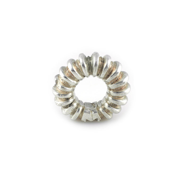 Fulani Silver Ring with Fancy Rib Design Size 9, Mali - Image 3