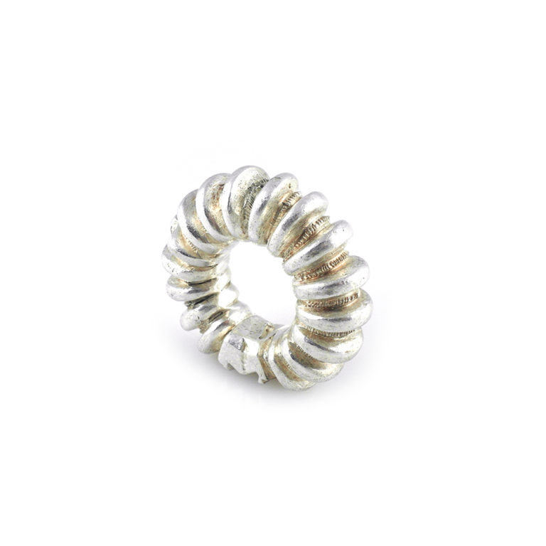 Fulani Silver Ring with Fancy Rib Design Size 9, Mali