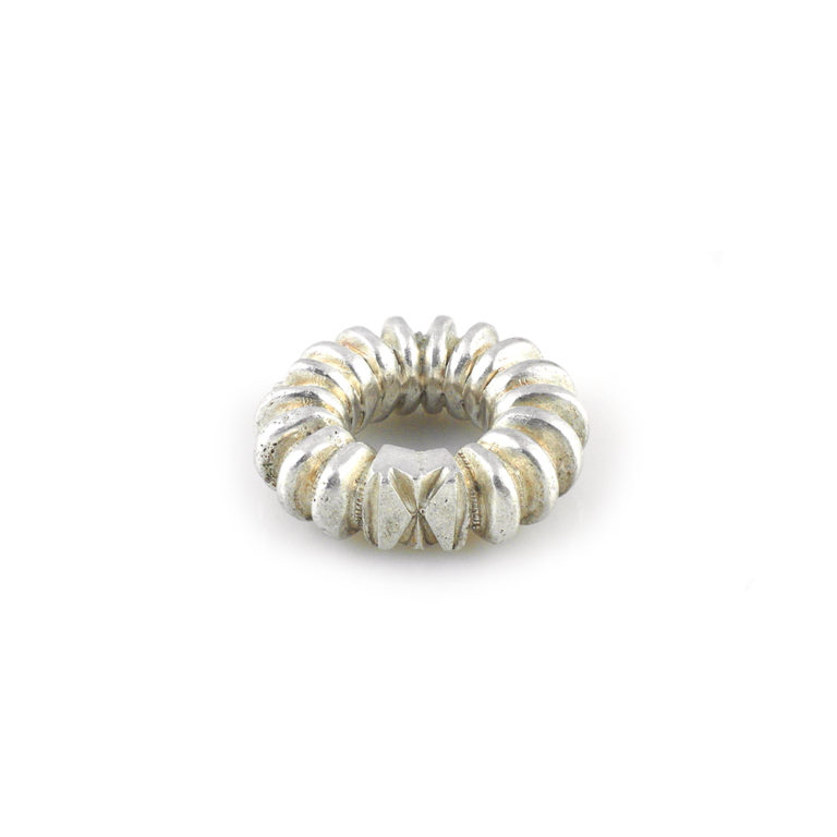 Fulani Silver Ring with Fancy Rib Design Size 9, Mali - Image 2