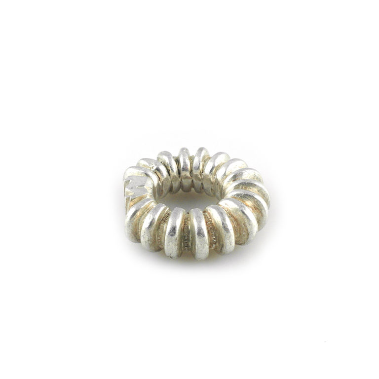 Fulani Silver Ring with Fancy Rib Design Size 9, Mali - Image 5