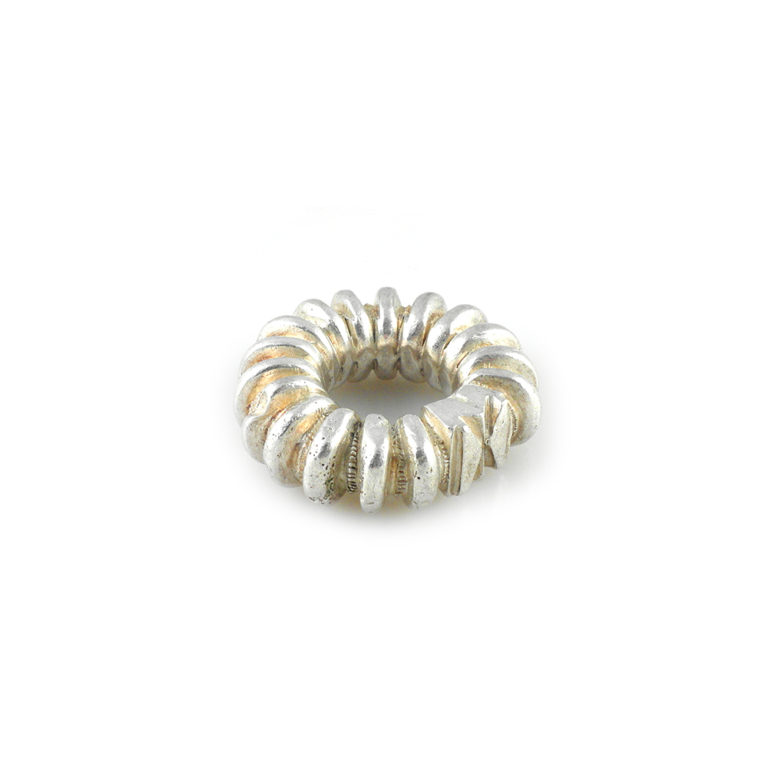 Fulani Silver Ring with Fancy Rib Design Size 9, Mali - Image 4