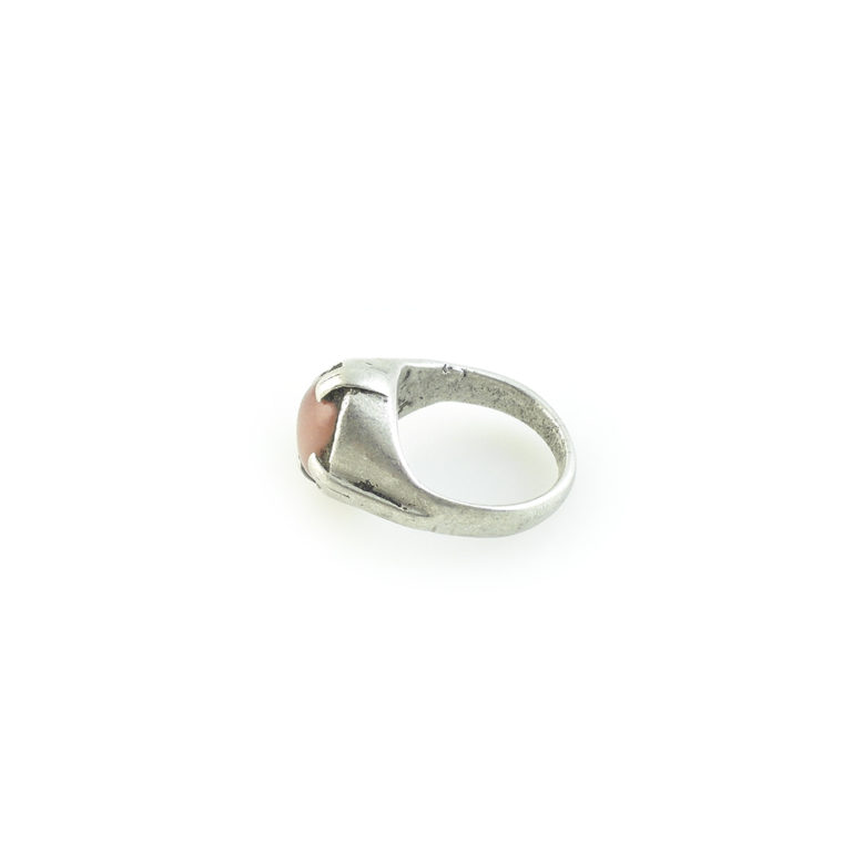 Tuareg Silver Caravaner Ring with Carnelian US Size 7 1/2, Mali - Image 3
