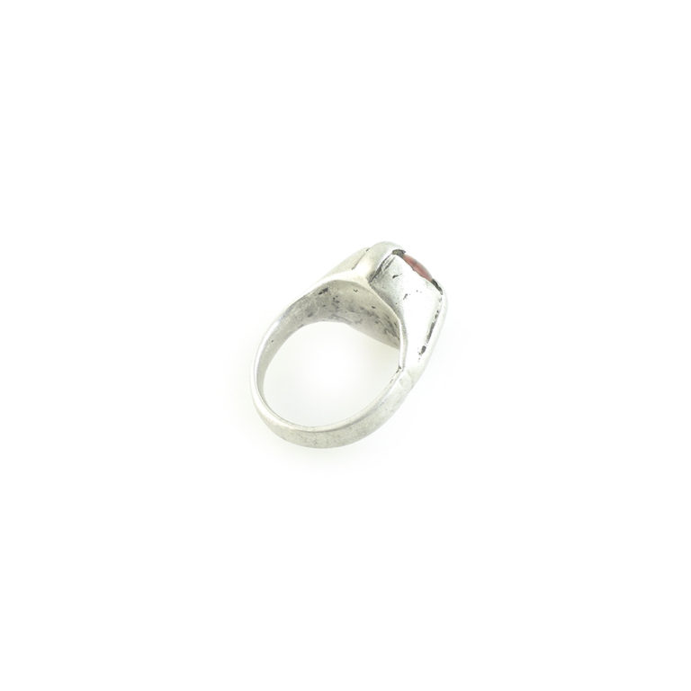 Tuareg Silver Caravaner Ring with Carnelian US Size 7 1/2, Mali - Image 4