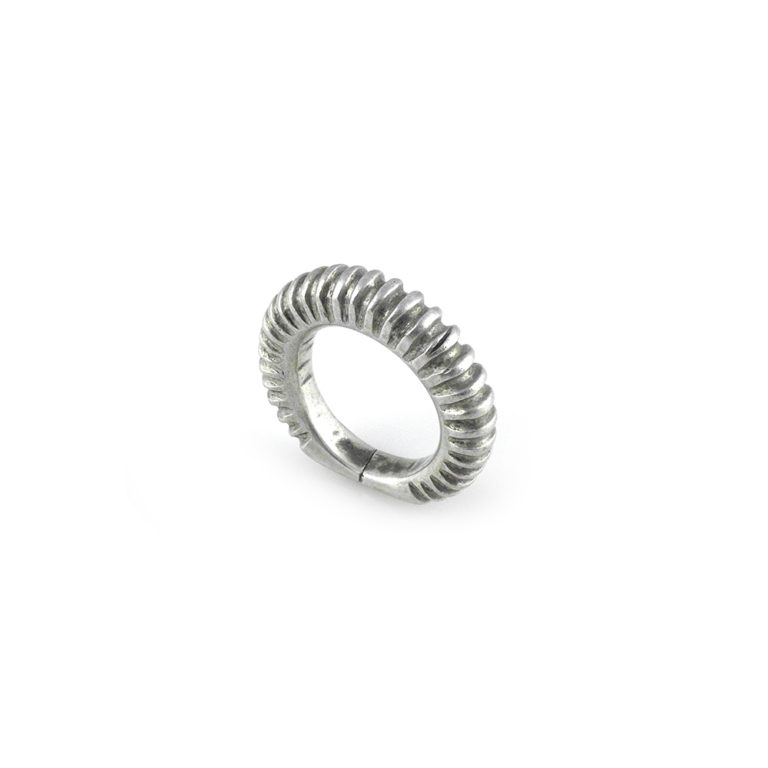 Fulani Silver Ribbed Ring Size 11 3/4, Mali