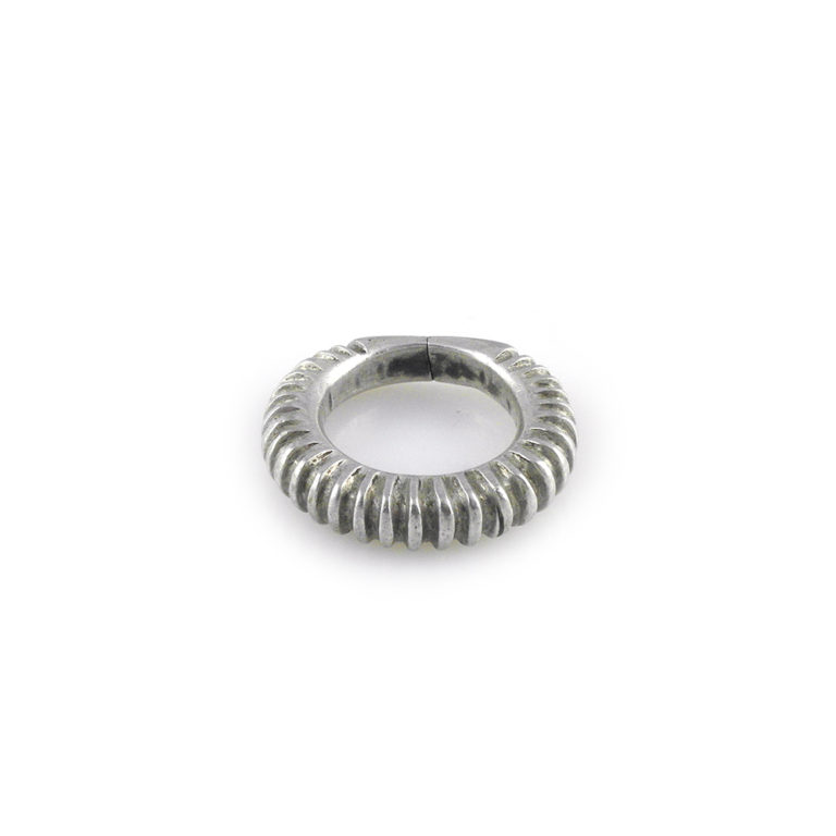 Fulani Silver Ribbed Ring Size 11 3/4, Mali - Image 5