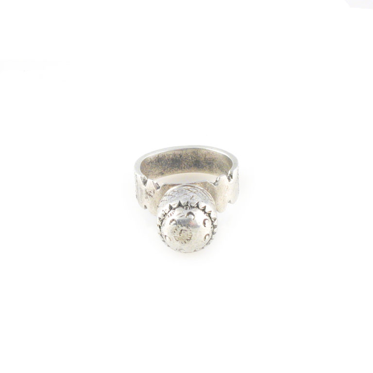 Fulani Silver Amulet Domed Ring US Size 12, Mali - Image 2
