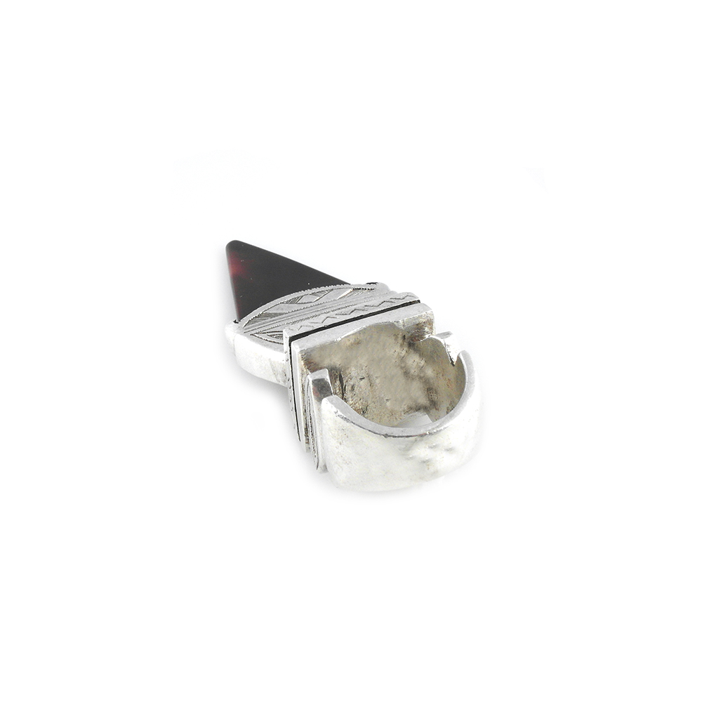 Tuareg Silver and Agate Statement Ring Size 9, Mali - Image 5