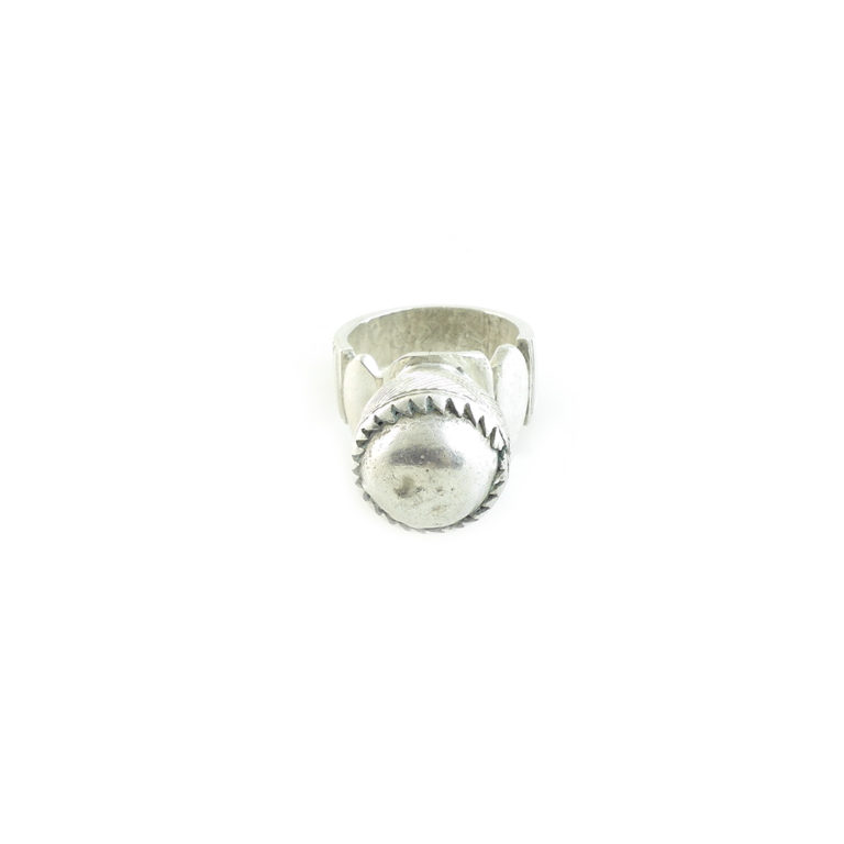 Impressive Tuareg Silver Dome Amulet Ring-US Size 8, Mali - Image 3