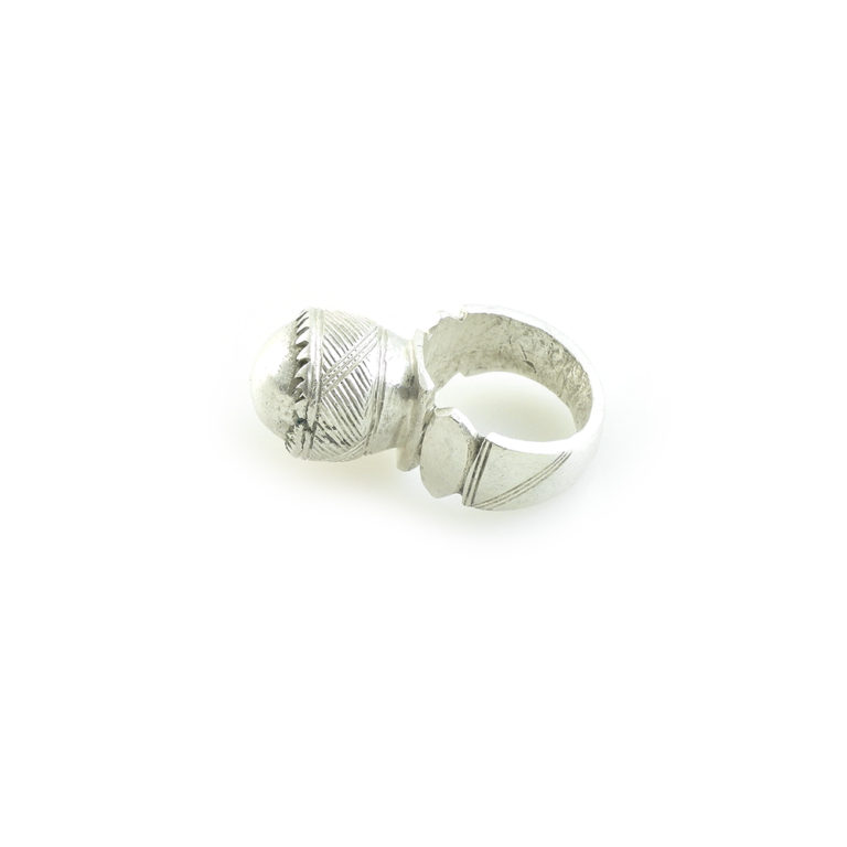 Impressive Tuareg Silver Dome Amulet Ring-US Size 8, Mali - Image 4