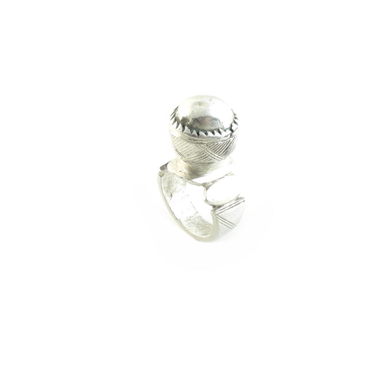 Impressive Tuareg Silver Dome Amulet Ring-US Size 8, Mali