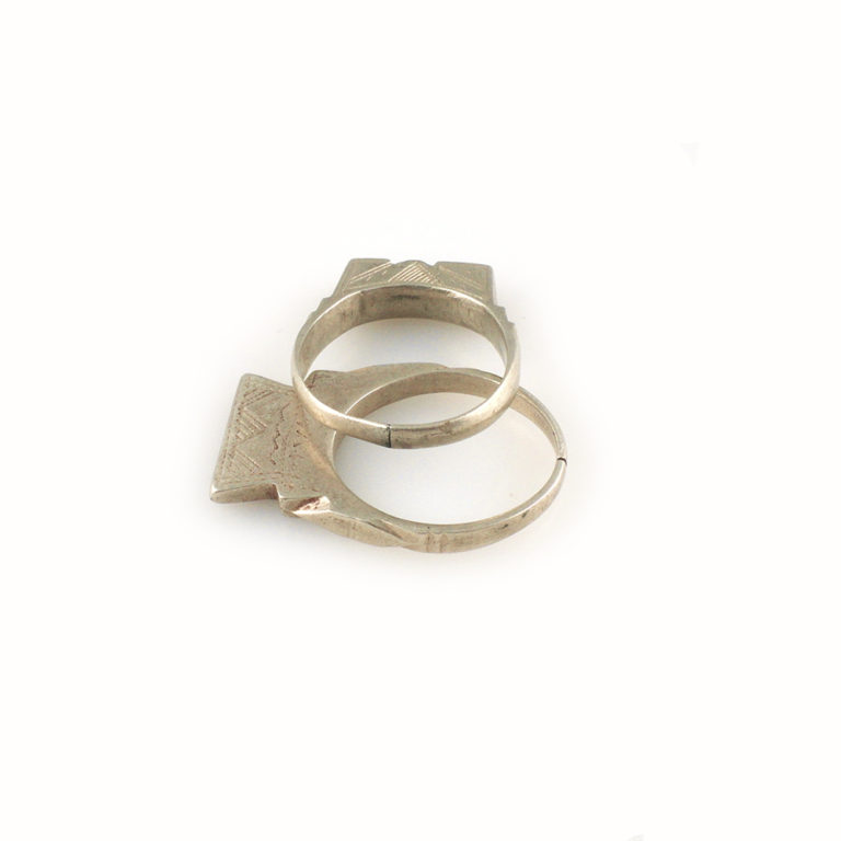 Two Very Old Tuareg Silver Rings-Sizes 10 1/2 and 10 3/4, Mali