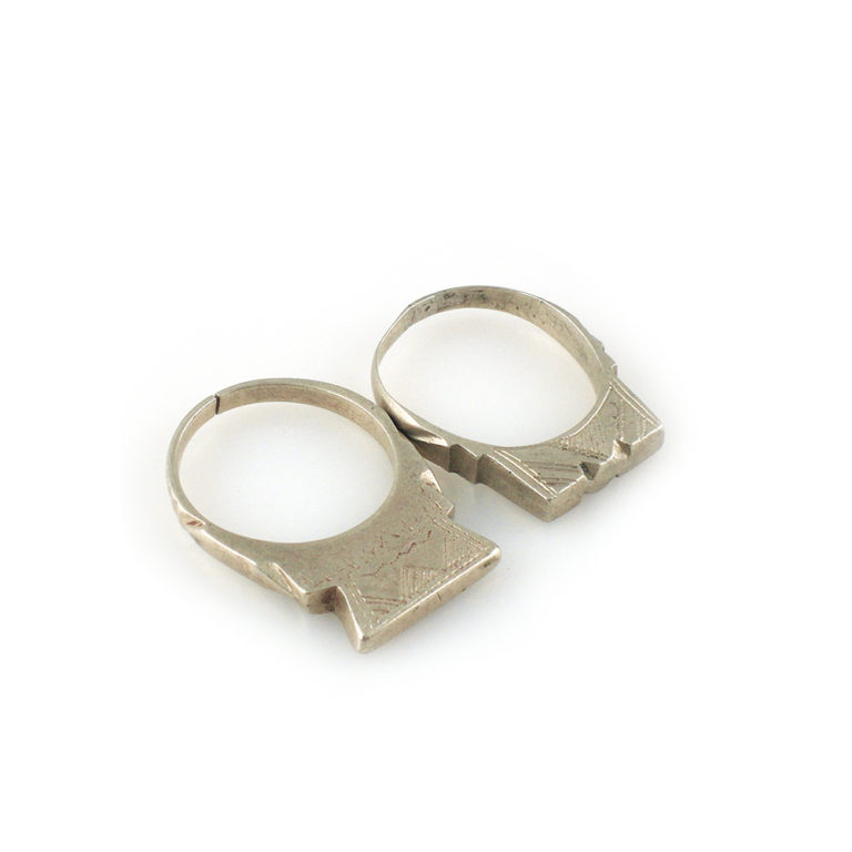 Two Very Old Tuareg Silver Rings-Sizes 10 1/2 and 10 3/4, Mali