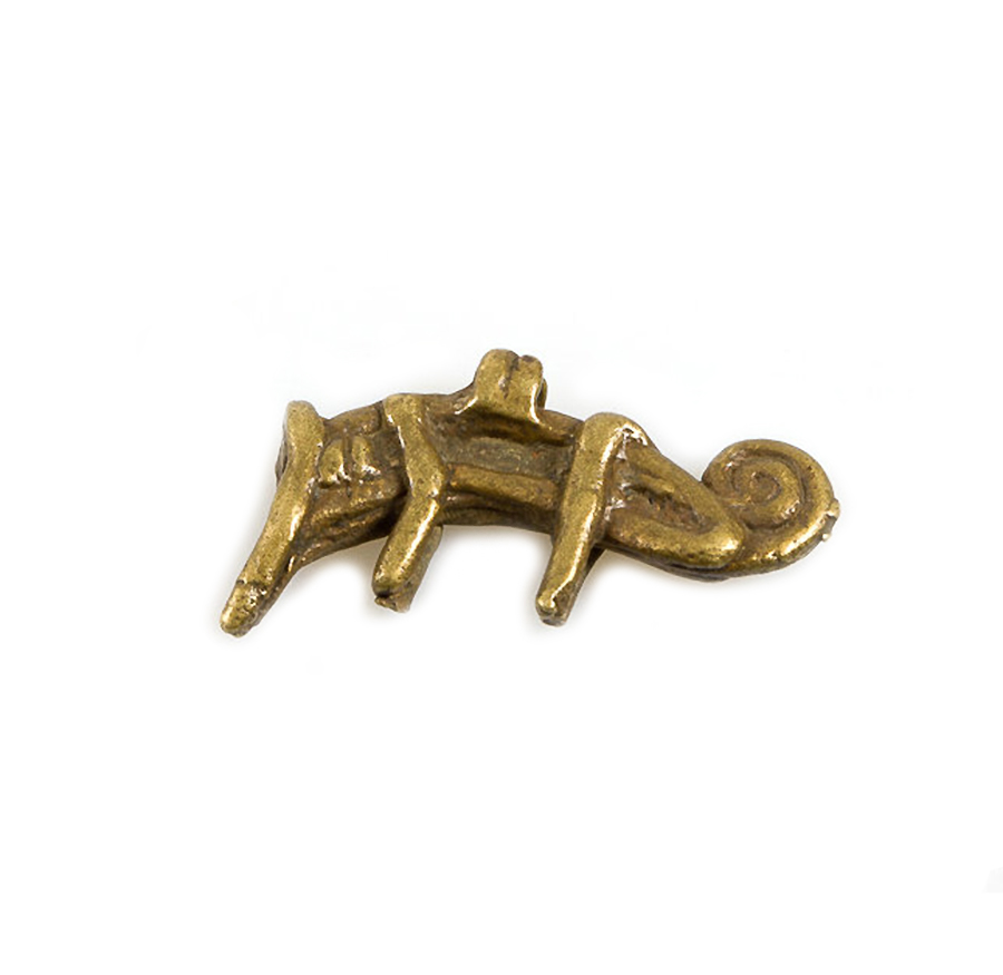 Gan Brass Chameleon Amulet Pendant, Burkina Faso - Image 3