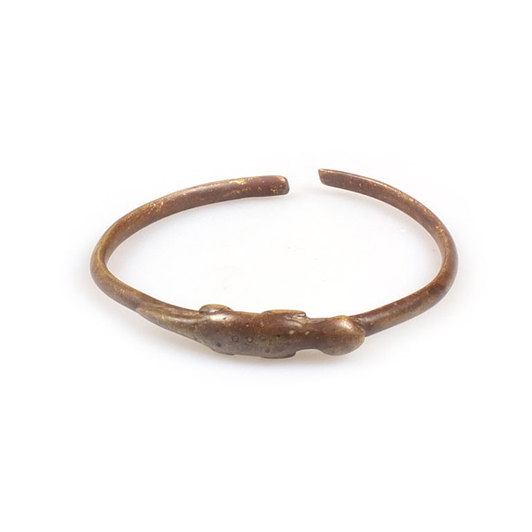 Lobi Bronze Amulet Bracelet with Reptile, Burkina Faso