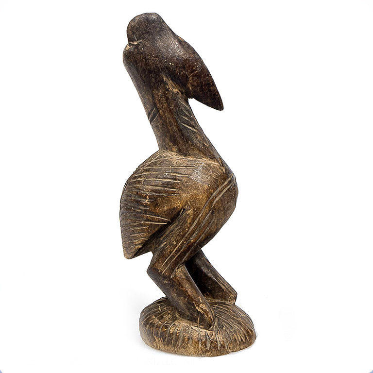 dogon wood sacred fetish figure of a bird or ostrich from mali