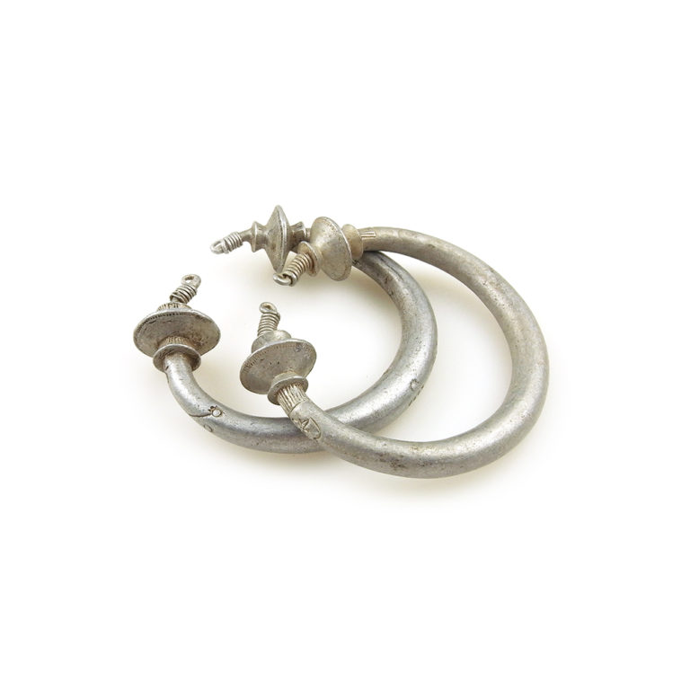 Tribal Tuareg Aluminum Tizabaten Large Hoops Pair, Mali - Image 3