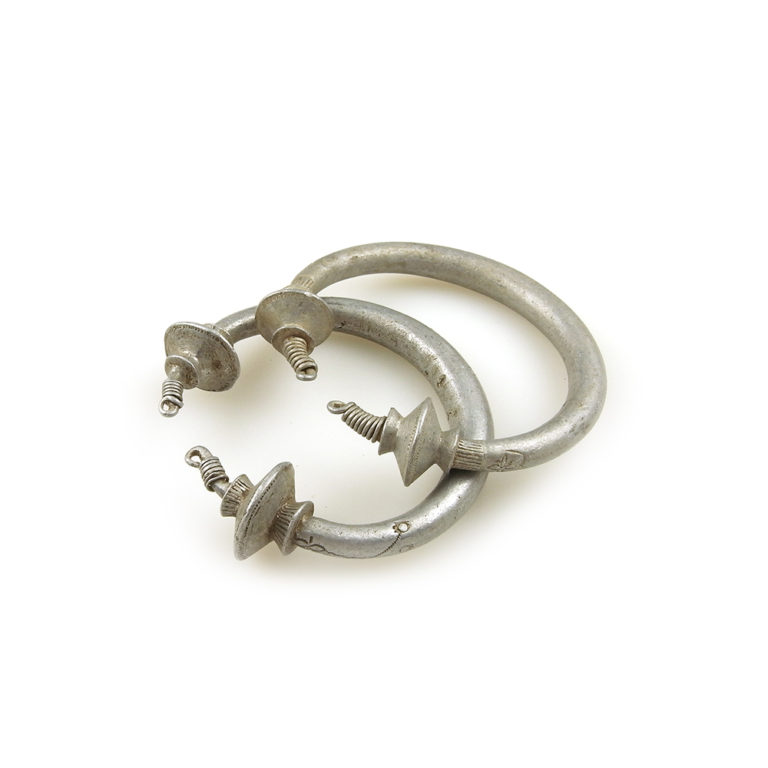 Tribal Tuareg Aluminum Tizabaten Large Hoops Pair, Mali - Image 2