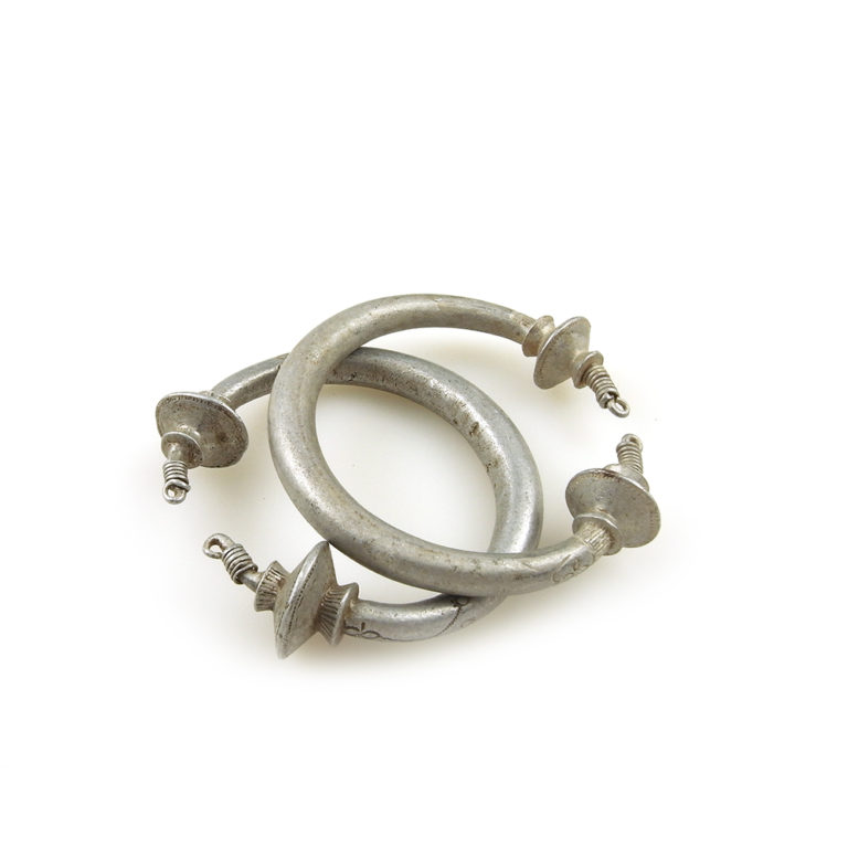 Tribal Tuareg Aluminum Tizabaten Large Hoops Pair, Mali - Image 4