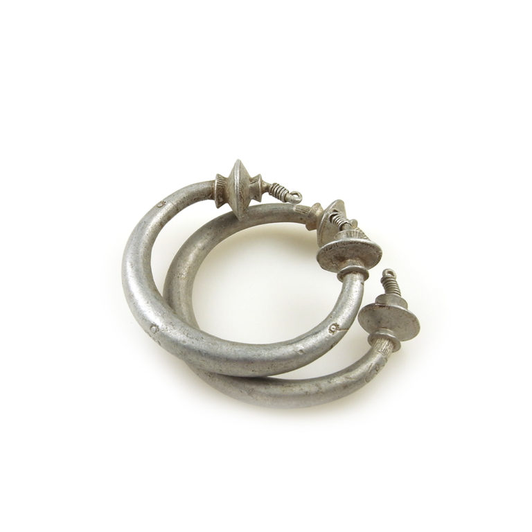 Tribal Tuareg Aluminum Tizabaten Large Hoops Pair, Mali - Image 5