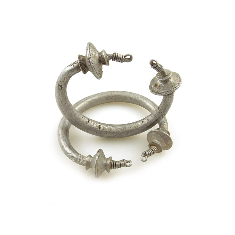 Tribal Tuareg Aluminum Tizabaten Large Hoops Pair, Mali