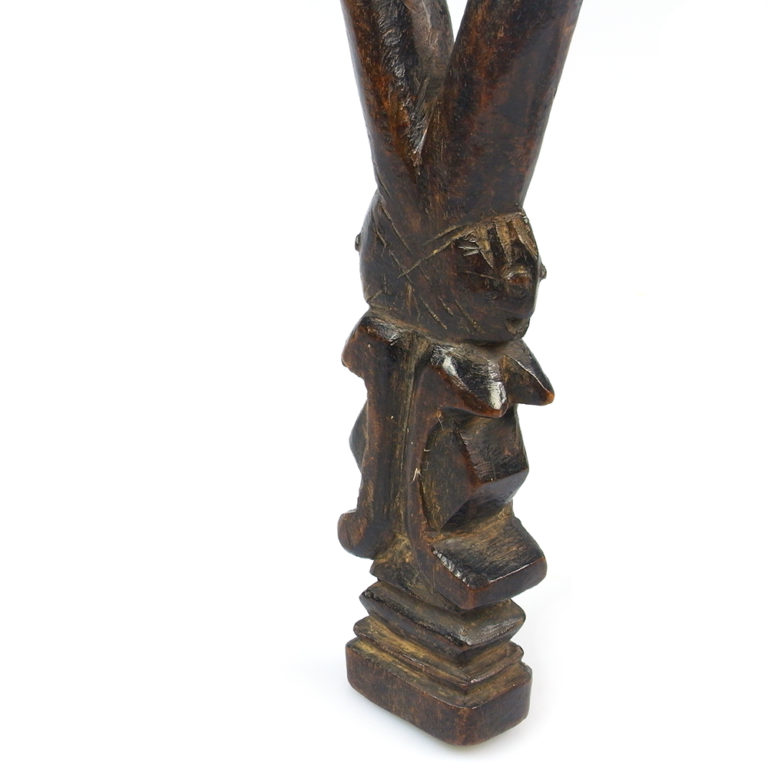 Dogon wood slingshot with twin figures from Mali.