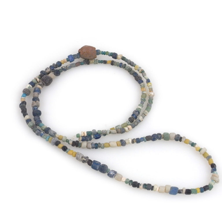 strand of ancient djenne glass burial beads from mali