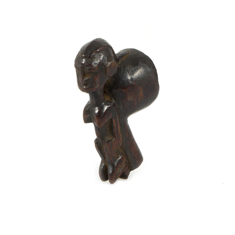 old dogon tribal wood pipe bowl with a female figure from mali