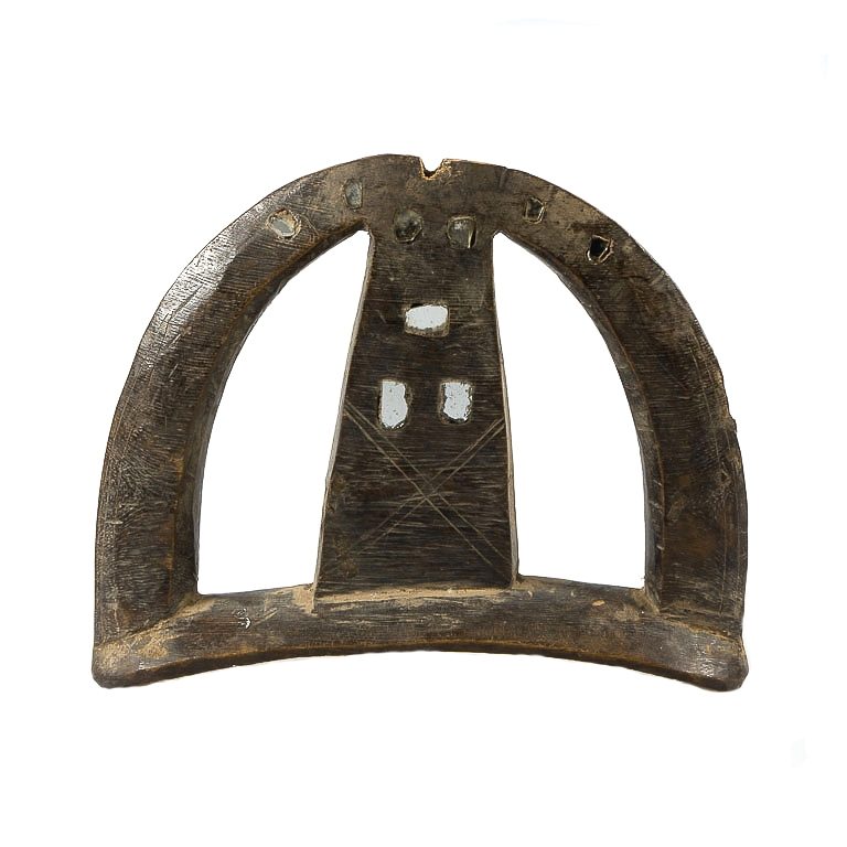 toussian or tusyan wood cimier with mirrors from burkina faso