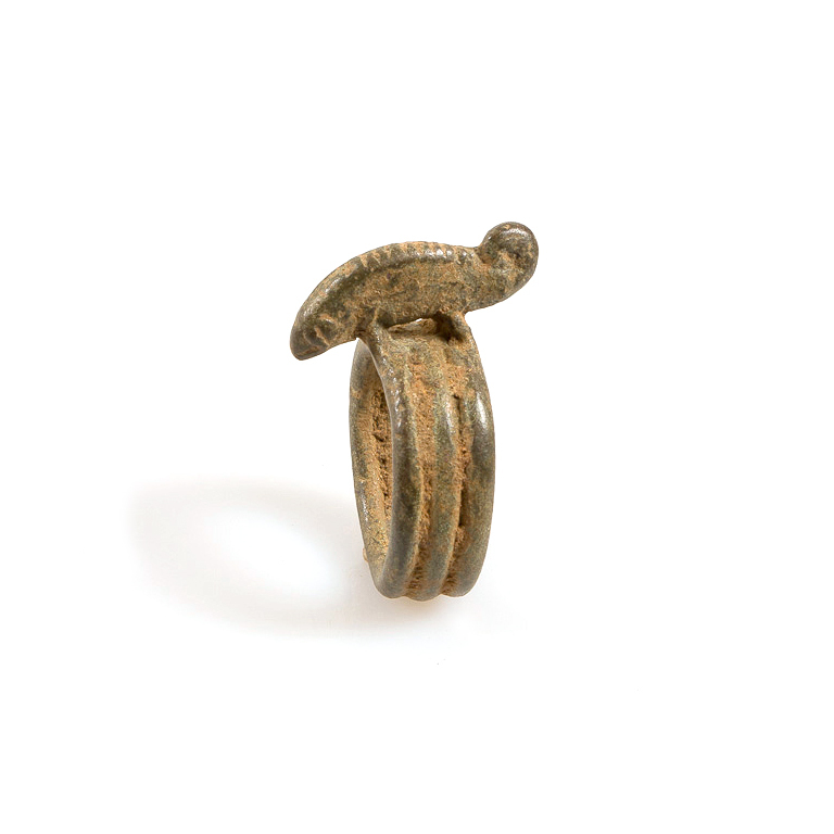 Dian or Lobi Bronze Amulet Chameleon Ring, Burkina Faso
