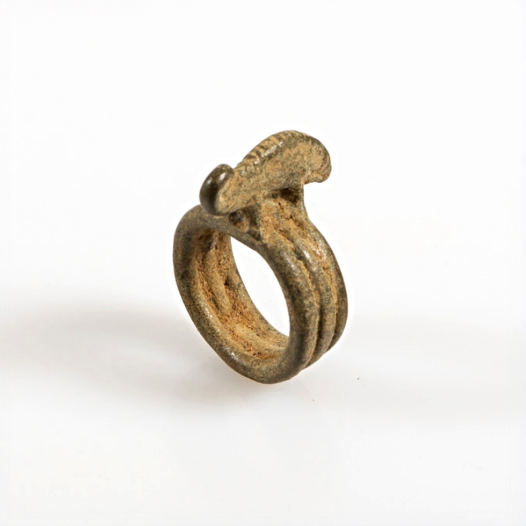 Dian or Lobi Bronze Amulet Chameleon Ring, Burkina Faso - Image 4