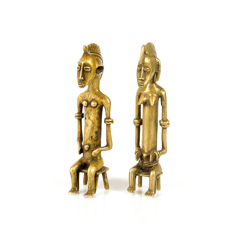 Senufo Brass Statues of Couple, Ivory Coast