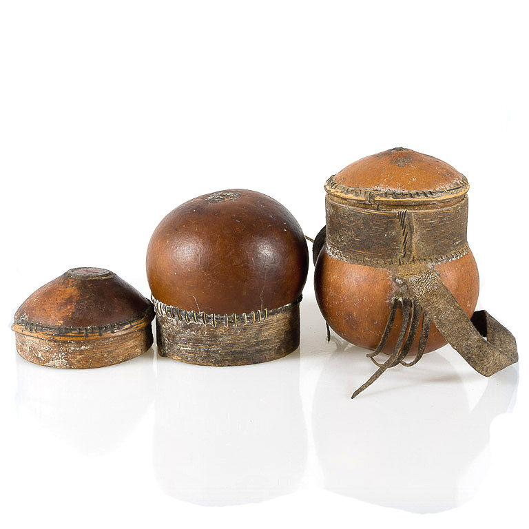 Two Dogon Shea Butter Calabash Containers, Mali