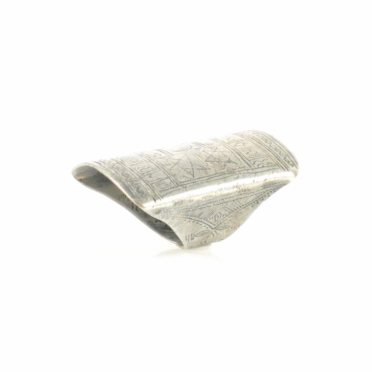Tuareg Silver Amulet Script Ring with 5 Point Star, Mali